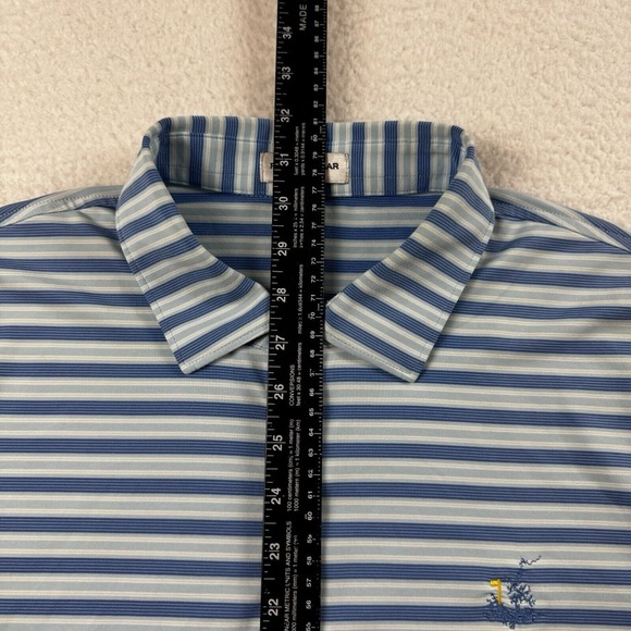 Peter Millar Polo Shirt Men's Large Blue Stripe Summer Comfort Performance - Picture 6 of 8